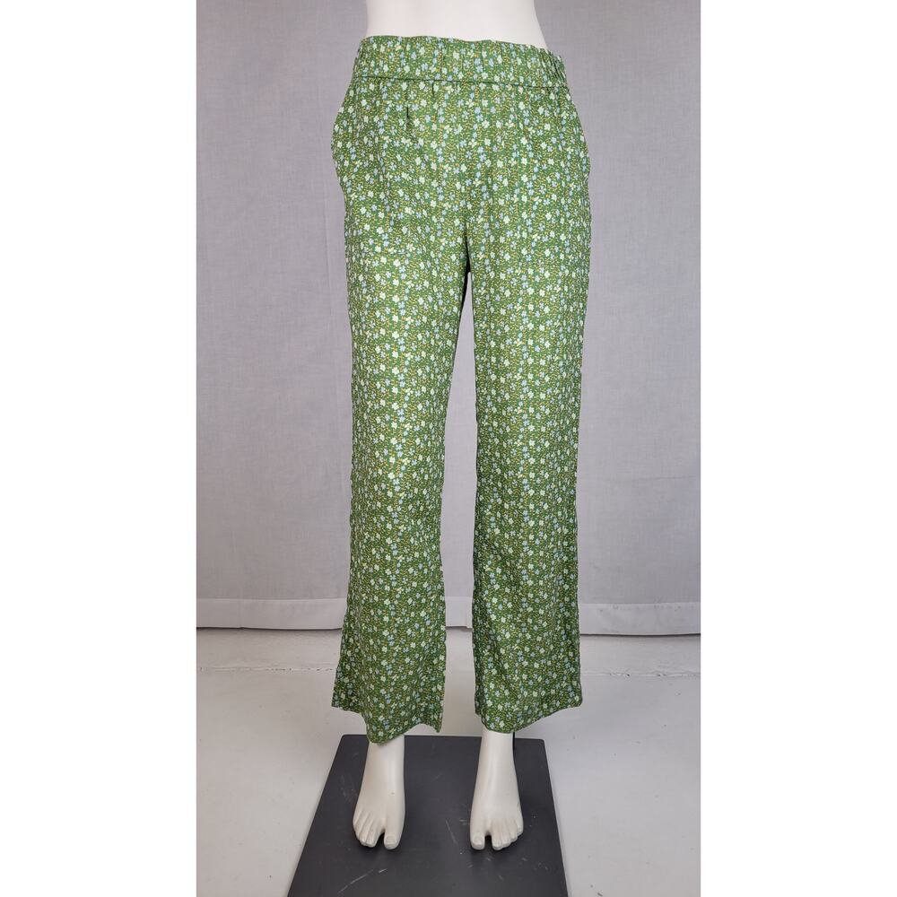 Toad&Co Taj Hemp Pant Green Matcha Trellis Floral Print Women's Sz S MSRP $88